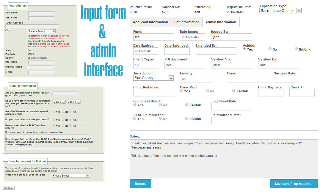 SAAC forms and database